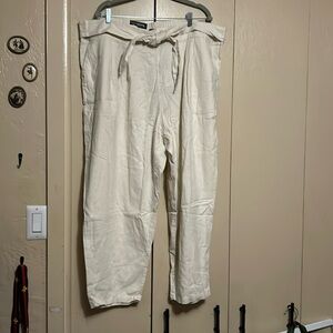 👑NWT who what  wear cream linen pull on trousers